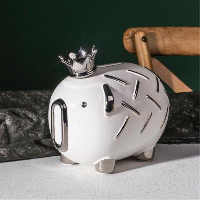 China Gift figurine factory direct animal money bank pig shaped ceramic piggy bank for kids gifts for sale