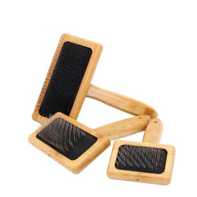 China High Quality Small Pets Brush Soft Steel Metal Stainless Steel Comb Set Long Hair Dog Slippery Bamboo Wooden Dog Hair Brush for sale