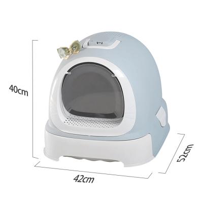 China Viable Pet Factory Wholesale Luxury Cat Litter Box Toilet Cleaning Door With Handle Cat Poopoo Toilet Cleaning Box for sale