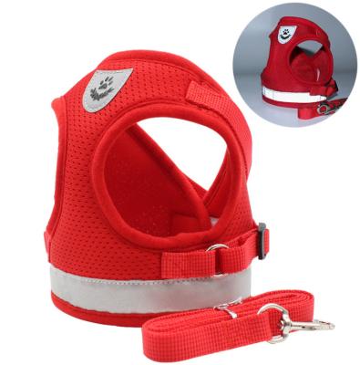 China Stocked Adjustable Reflective Mesh Dog Backpack Escape Proof Sex Dog Harness Pet Dog Harness for sale