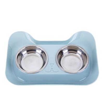 China New Stocked Stainless Pet Bowl Stainless Steel Cat and Dog Bowl Double Pet Feeder for sale