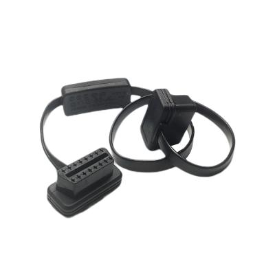 China LOW PROFILE 12V Automotive APARTMENT RIBBON 16 PIN MALE TO FLAT OBD FEMALE WIRE WITH SWITCH 60CM for sale