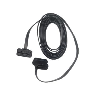 China Car Diagonis System 500cm Low Profile Flat Ribbon OBD Diagnostic Cable Male To Female 16 Pin J1962 OBD2 Right Angle Extension Cable OBD II OBD 2 for sale