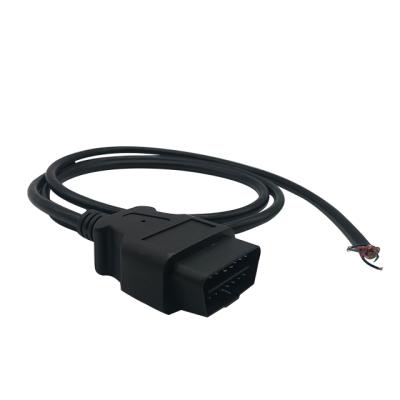 China Car Diagonis J1962 12V OBD System 16 Pin Male Cable to Open 1 Meter with 16 Wires Black and Red Color for sale