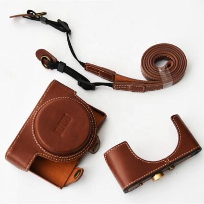 China Retro Full Solid Genuine Leather Camera Case For Sony RX100 With Strap for sale