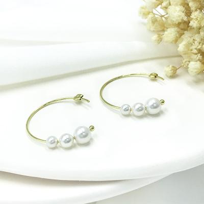 China Fashion Gold Plated 925 Sterling Silver Pearl Earrings TRENDY Women's Big Earrings Geometry Exaggerated Women's Earrings for sale