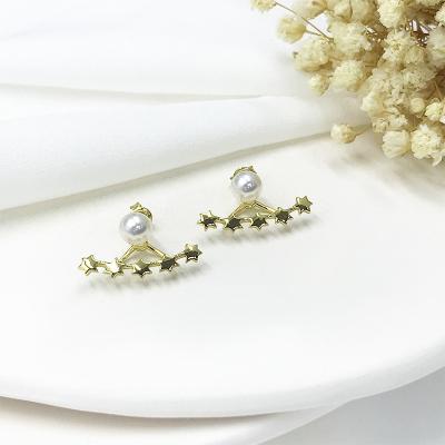 China New FASHIONABLE High Quality 925 Sterling Silver Earrings Ship Shaped Star Earrings Gold Plated Pearl Earrings for sale