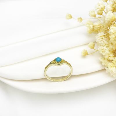 China Classic Vintage Women's Vintage Jewelry Turquoise Gold Plated Ring 925 Sterling Silver Ring Factory Wholesale Customized for sale