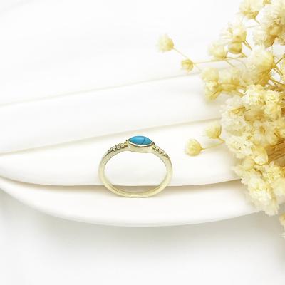 China Wholesale Custom Women's Sterling Silver Gold Plated Rings Vintage Turquoise 925 Factory Factory Jewelry Simple Party Jewelry for sale