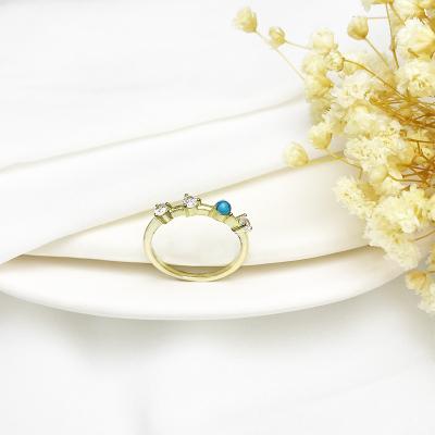 China Luxury Vintage Ring Women's Jewelry Zircon Set Natural Turquoise 925 Sterling Silver Gold Plated New Design Vintage Ring for sale