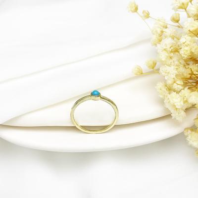 China Natural Turquoise 925 Sterling Silver Gold Plated Ring Vintage Women's Fashion Simple Rings Party Gift for sale