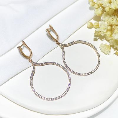 China New Trendy Fashion 925 Sterling Silver Round Large Hoop Earrings Shape Rose Gold Plated Zircon Hoop Earrings for sale