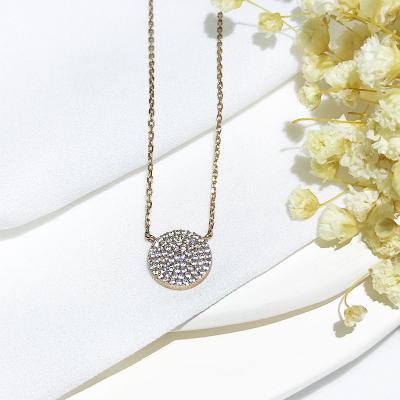 China Trendy New Fashion Geometric Round Women's Zircon Necklace Rose Gold 925 Sterling Silver Pendant Necklace Chain for sale