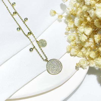 China Hot Selling 925 Fashion New Trendy Sterling Silver Round Zircon Jewelry Dubai Gold Plated Rosary Chain Necklace for sale