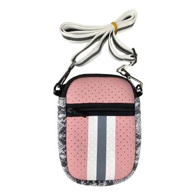 China Waterproof Custom Kid Sling Bag Small Neoprene Perforated Cross - Body Cell Phone Bag for sale