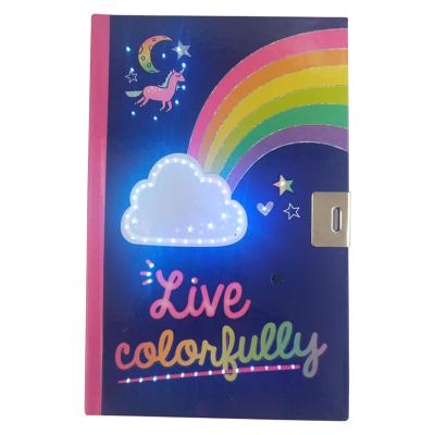 China 600g white LED card light secrect diary with key color lock and box packing for sale