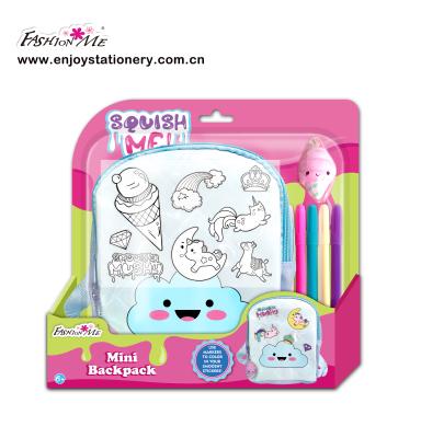 China NEW 2021 fashion kids DIY coloring bag for kids diy painting kits with coloring cloth washable pen for sale