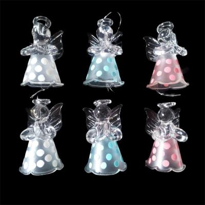 China Custom Glass Angel Wings Ornaments Christmas Tree Decoration Glass Christmas Ornament Storage for sale