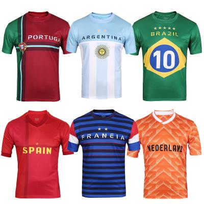 China Sets World Cup Soccer Jersey National Team Soccer Jersey Brazil Portugal Nederland Argentina Spain Soccer Clothes 2022 for sale