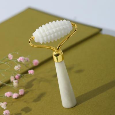 China Handheld Natural Xiuyan Jade Roller Scraping Jade Facial Roller Slimming Massage Tools White Jade Roller Volume for sale