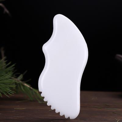 China Hot Sale 100% Jade Sha Face Scraping Massager Wholesale Hot Natural White Gua Sha Anti Aging And Slimming Face Engraved White Gua Sha Tip for sale