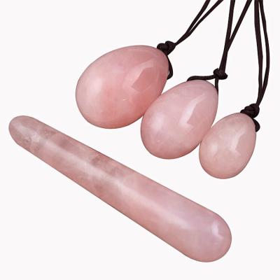 China Hot Sale Women Kegel Exercise Rose Quartz Crystal Jade Crystal Yoni Eggs Vaginal Eggs Kegel Balls Set Pink Rose Quartz Yoni Eggs for sale