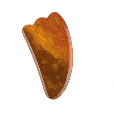 China Best Quality Face Stone Guasha Facial Yellow Mookaite Jasper Jade Tools Natural Yellow Face Jade Mookaite Gua Sha Anti Aging for sale