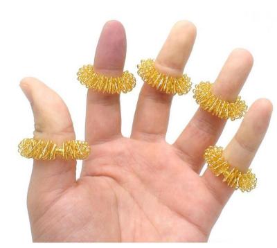 China Chinese Hand Acupoint Stimulate Silver Finger Acupressure Gold Color Mini Massage Ring for sale