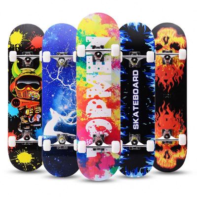 China Cheap Wholesale Canadian Adult Complete Skateboard Maple Double Kick Skateboard Wooden 31 Inch For Beginners for sale