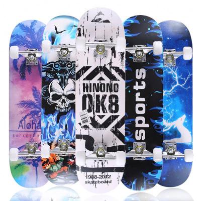 China Custom Skateboard Full Board Logo Print Double Kick Maple Carbon Wooden Adult Cheapest Wholesale Adult Long for sale