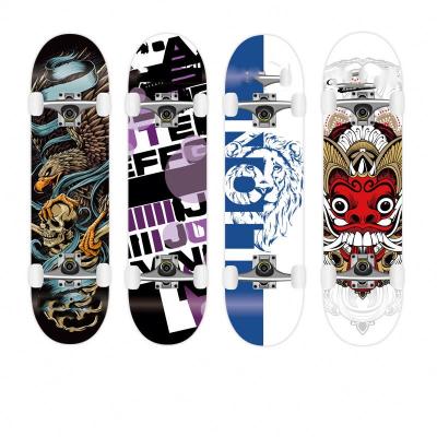 China Adult Beginner 7 Layers Maple Full Board Skateboard Cool Double Kick Skateboard With 5.25 Inch Truck for sale