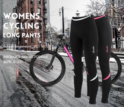 China Santic Women Fleece Anti-UV Winter Pants Tight Gel Padded Long Pants 4D Cycling Pants for sale