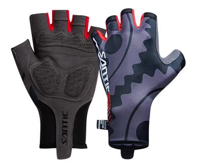 China Santic Antibacterial OEM Customized Bicycle Cycling Motorcycle Riding Sport Half Finger MTB Anti-Slip Cycling Gloves for sale