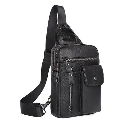 China Vintage Vintage Men's Cross - High Quality Portable Casual Travel Bag Leather Multi Waist Pocket Chest Bag Cross - Body Bag for sale