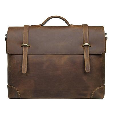 China Dark Brown PORTABLE Minimalist Men's Laptop Messenger Bag One Shoulder Large Capacity Weekend Luggage Traveling Leather Bag for sale