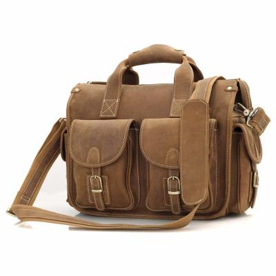 China Customized High-end Leather Men's Retro Travel Portable Briefcase Wholesale Multifunctional Men's Bag Crazy Horse Leather for sale