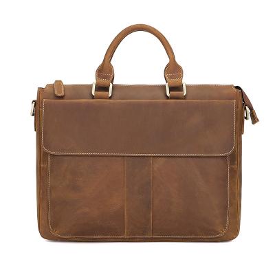 China Brown Customizable Customizable Men's Business Shoulder Bag Retro Fashion Ultra Thin Leather Portable Laptop Bag for sale