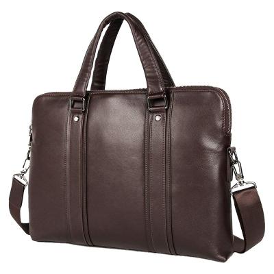 China Brand New Laptop Bags Zipper Bag Men Double Leather Briefcase Business Casual Leather Tote Bag Men 15 Inch Laptop Bag Men Leather Briefcase for sale