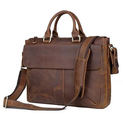 China Hot Sale High Quality Genuine Leather Men's Handbag Business Laptop Office Bag Customized Men Briefcase PORTABLE Leather Vintage Factory Customized for sale