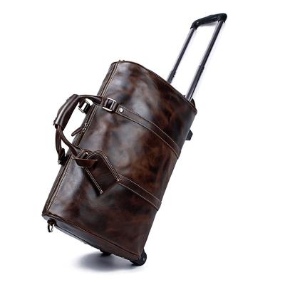 China Fashion Waterproof Mens Fitness Tote Bag Leather Luggage Trolley Bag Sports Gear Luggage Logo Leather Sports Travel Bag Custom Made for sale