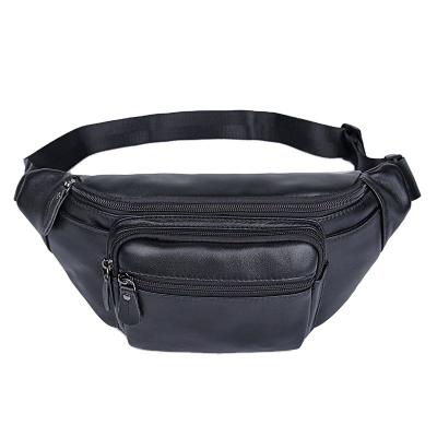 China Anti-theft men's waist bag OEM PU leather waist bag most popular custom men's fashion waist bag zipper black multi casual leather pocket for sale