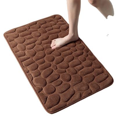 China Wholesale Hot Sale Washable Cobblestone Embossed Mat 3d Door Mat Non-slip Absorbent Sponge Mat Bathroom Mat for sale