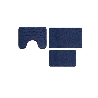 China Hot Sale Washable Cobblestone Embossed Mat 3 Pieces Set Mat Floor Mat Toilet Bathroom Absorbent Non-slip Mat for sale