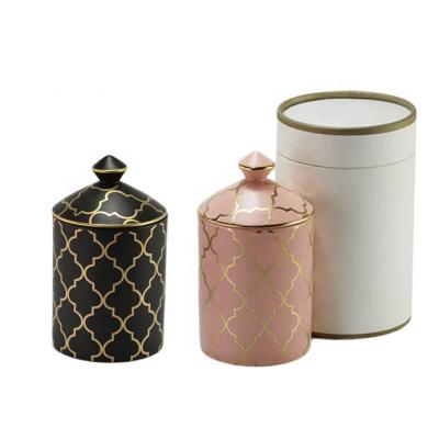 China Custom Made Ceramic Matte Candle Holder Cheap Candle Home Luxury White Container Cylinder Decoration Bulk Candle Jar for sale