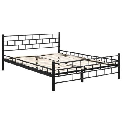 China 4ft6 Convertible Beds With Strong Headboard And Footboard For Adults Kids White Guest Metal Bed Frame Double Bedroom for sale