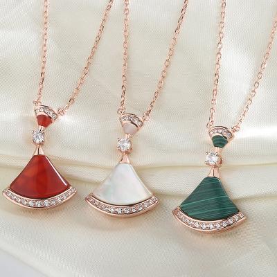 China 2021 FASHIONABLE Propeller Shaped Necklace Female S925 White Pearl Agate Skirt Plated 18k Rose Gold Necklace Factory Sales For Women for sale