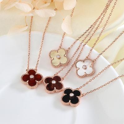 China Original BOHEMIA VCA S925 Clover Clover Agate Necklace Pendant Button Women Original Silver Exquisite Jewelry Necklace High Quality Manufacturers for sale