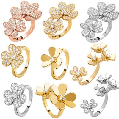 China VCA Original 925 Sterling Silver Frivolous Three-leaf Clover Ring Designer Anniversary Jewelry Gift CLASSIC women couple wedding jewelry for sale