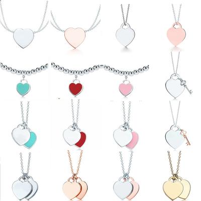 China 100% S925 Sterling Silver Fashion Tiff Heart 1:1 Pendant High Quality Trendy Necklace Elegant Romantic Jewelry For Women for sale