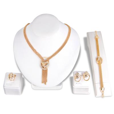 China New CLASSIC Four-piece personality exaggerated necklace, fashion bridal jewelry set, alloy material inlay technology for sale